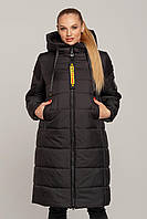 Зимовий пуховик жіноче пальто стьобане чорне тинсульт колір чорний розмір 42-58