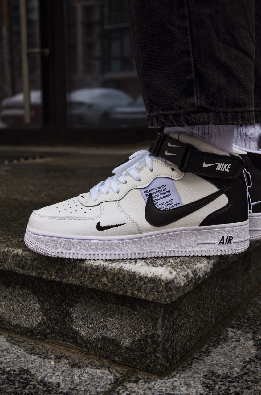 Чоловічі кросівки Nike Air Force 1 mid White Найк Аїр Форс 1 міді Вайт 41