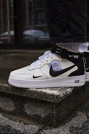 Чоловічі кросівки Nike Air Force 1 mid White Найк Аїр Форс 1 міді Вайт 41, фото 2