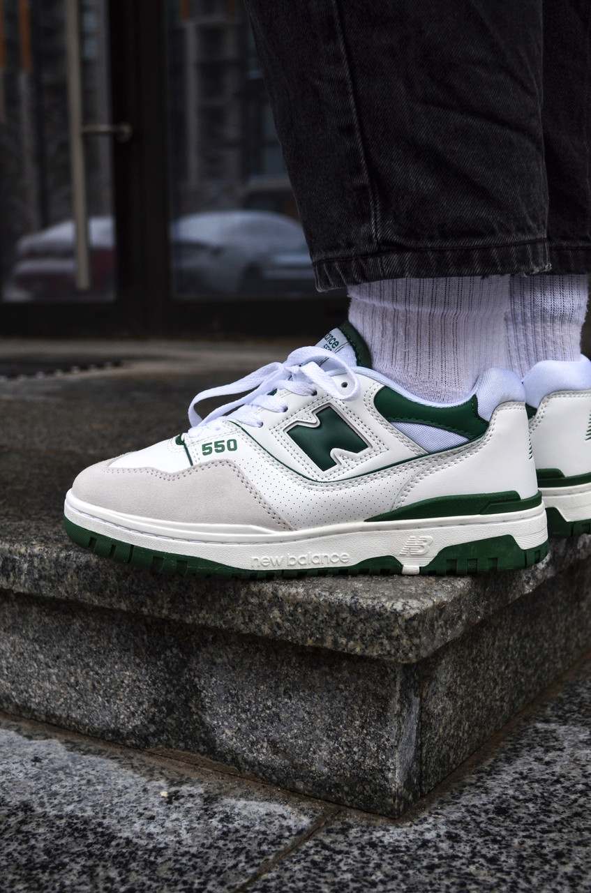 Кросівки чоловічі New Balance 550 White Green Нью Беланс 550 Вайт Грін 41