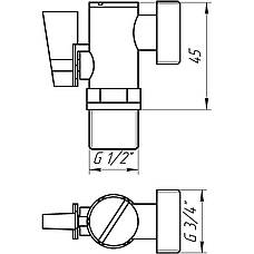 Кран кульовий кутовий з фільтром SOLOMON 1/2 x3/4 А7041 (7043), фото 6