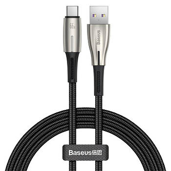 Кабель для швидкої зарядки USB на Type-C BASEUS 66W 6A Water Drop-shaped Lamp SuperCharge 1м (чорний)