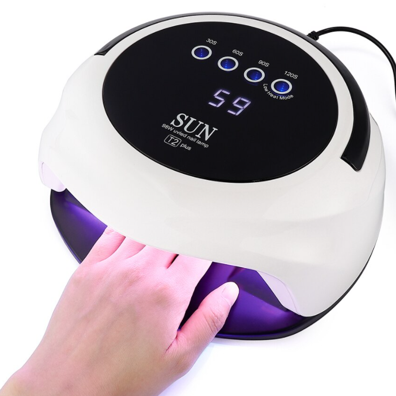 Професійна лампа SUN T2 plus, 98W для полімеризації гель-лаку зі змінним дном