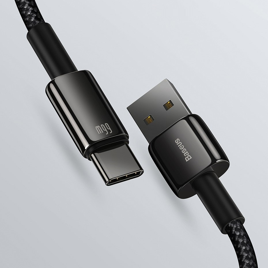 Кабель для швидкої зарядки USB на Type-C 66W 6A BASEUS Tungsten Gold Fast Charging Data Cable 2м (чорний)