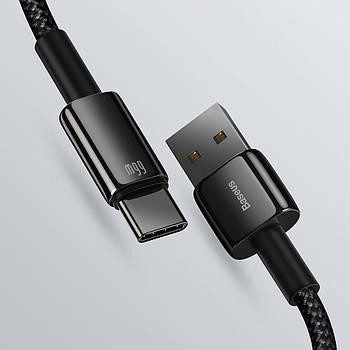 Кабель для швидкої зарядки USB на Type-C 66W 6A BASEUS Tungsten Gold Fast Charging Data Cable 1м (чорний)