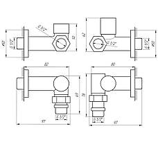 Набір кранів для сушарки для рушників з американкою SOLOMON LUX 1/2 CHROM 7777 TEN (2шт.), фото 6