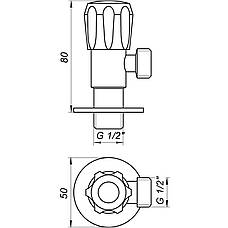 Кран вентильний кутовий Professional 1/2″X1/2″ NV-QP999, фото 6