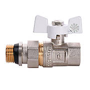 Кран кульовий прямий з американкою Q PROFESSIONAL QP003 PN40 1/2" антипротічка, Білий метелик