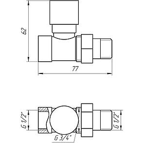 Кран вентильний прямий з американкою SOLOMON 1/2" CHROM 1864 п/ключ, фото 4