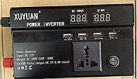 Инвертор напряжения 12V-220V Преобразователь напряжения 12V-220V 1000W +USB с дисплеем Чистый синус запуск кот
