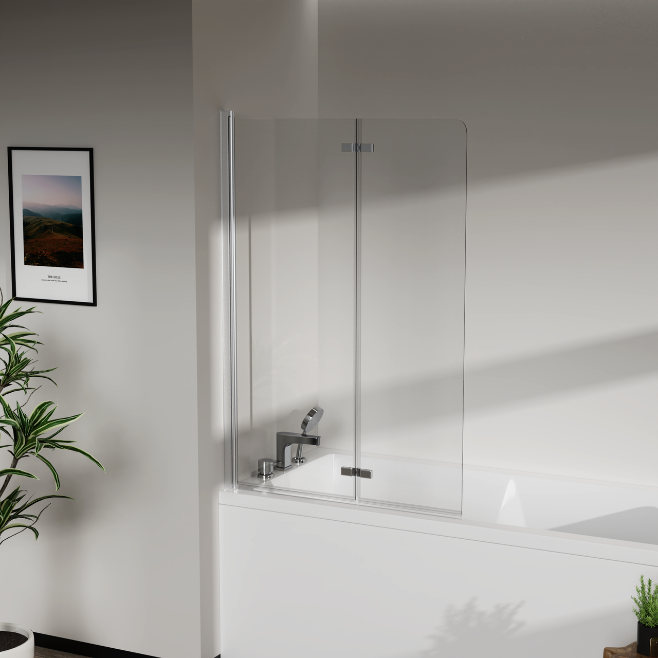 Скляна шторка для ванни AVKO Glass RDW02-J2 50+40x140 Silver