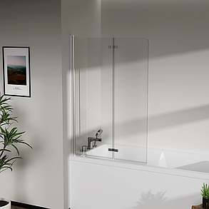 Скляна шторка для ванни AVKO Glass RDW02-J2 50+40x140 Silver, фото 1