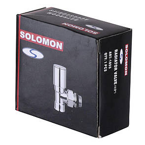 Кран вентильний кутовий з американкою SOLOMON 1/2 ⁇ CHROM 1855 з ущільнювачем, фото 3