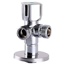 Кран кульовий кутовий подвійний ARCO 1/2"х 1/2"х1/2" A80TWIN CQ4105, фото 4