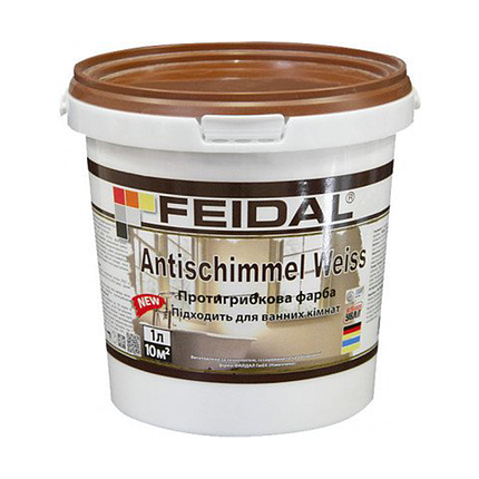 Антигрибкова фарба для стін та стелі Feidal Antischimmel Weiss 1л, фото 1