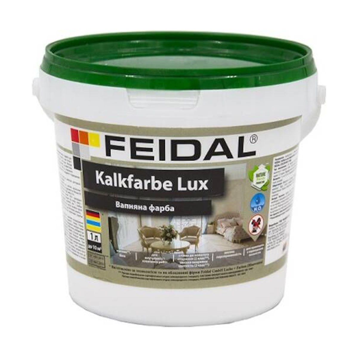 Вапняна фарба для стін та стелі Feidal Kalkfarbe Lux матова 1л