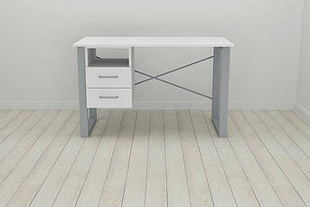 Письмовий стіл з шухлядами Ferrum-decor Оскар 750x1400x700 метал Сірий ДСП Біле 16 мм (OSK0078)