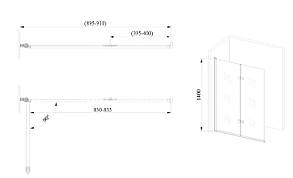 Скляна шторка для ванни AVKO Glass RDW02-J2 50+40x140 Silver, фото 3