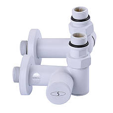 Набір кранів для сушарки для рушників з американкою під Тен SOLOMON LUX 1/2" WHITE 7777 TEN (2шт.), фото 3