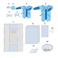 Комплект одягу та покриттів операційних для кардіологічних операцій коронарографія №6 Taipan-Pharm стерильний