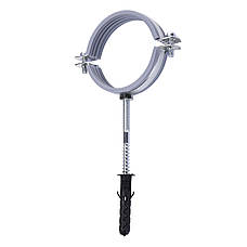 Хомут у зборі CR 2 1/2" (70-80 мм) з гвинтом-шурупом 8*100 і дюбелем у уп., сірий, фото 4