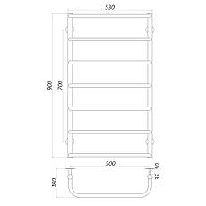 Сушарка для рушників UNIO LS W 900-500-7 Драбинка Скоба вода, фото 5