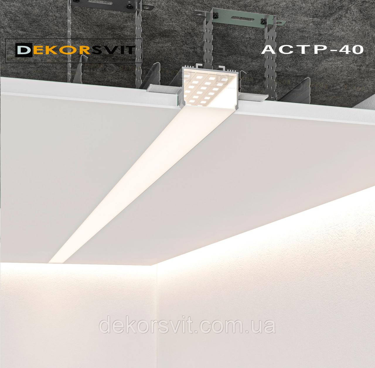 Профіль тіньового шва 40 мм роздільний РСТ40 з каналом для LED підсвічування, фото 1