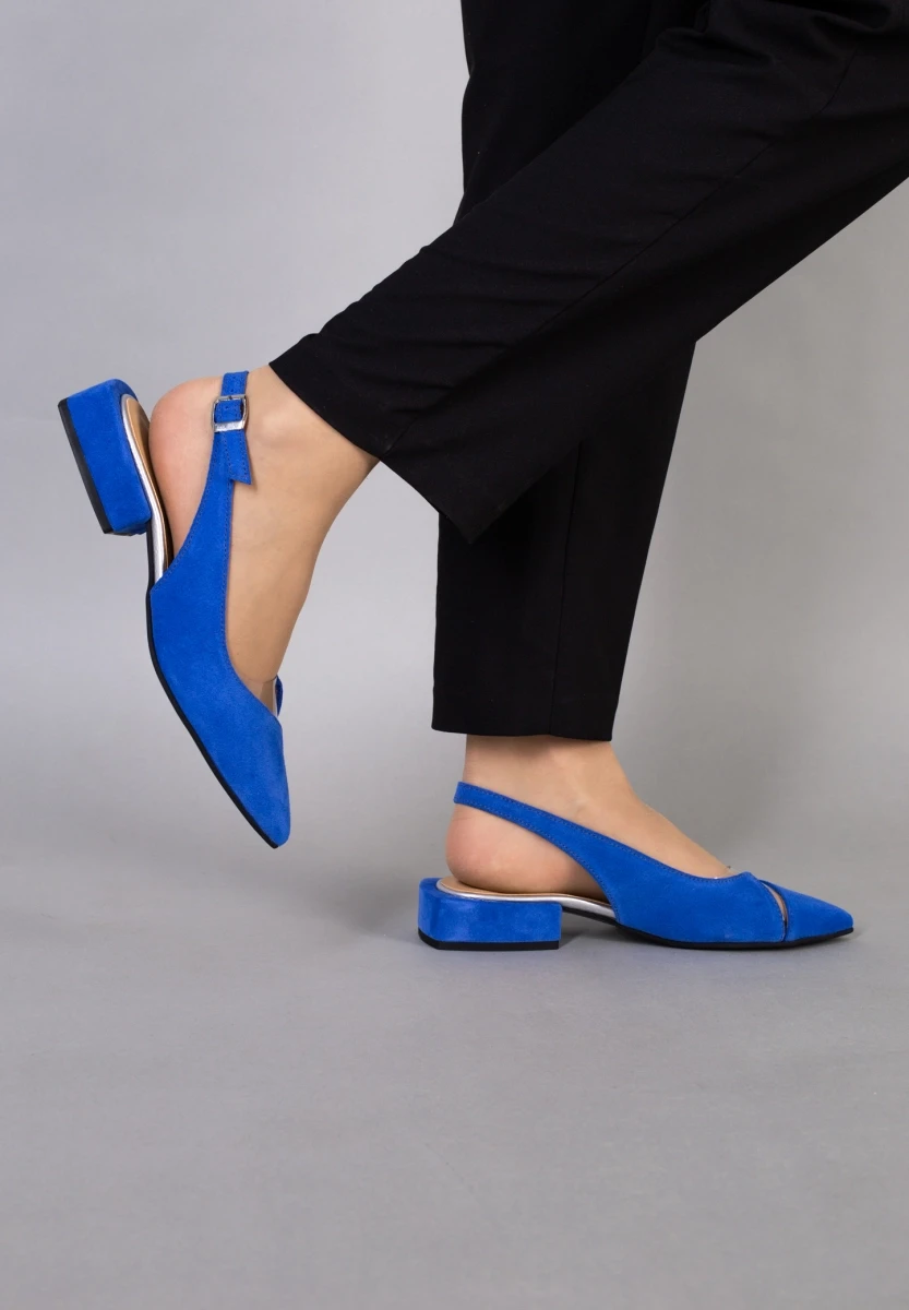 Босоніжки жіночі ShoesBand Сині натуральні шкіряні на вузьку/середню стопу на підборах 36 (23,5 см) (S58151-5)