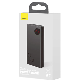 Зовнішній акумулятор Power Bank Baseus Adaman Metal Digital Display Quick Charge 65W 20000mAh Black/Чорний