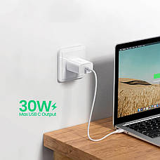 Зарядний пристрій (зарядка) для телефону UGREEN CD127 Type-C + кабель Type-C 30 W Білий, фото 5