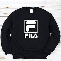 Мужской осенний свитшот лонгслив кофта Fila Фила Чёрный