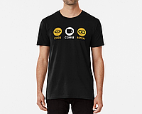 Мужская и женская футболка с принтом Code coffee repeat