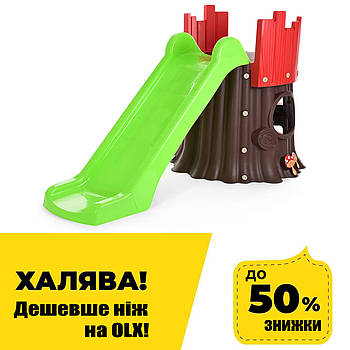 Дитяча пластикова гірка TREE HOUSE 72-984 Зелена | Гірка-будиночок для дітей