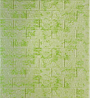 Самоклеющаяся декоративная 3D панель под кирпич салатовый мрамор 700x770x5мм