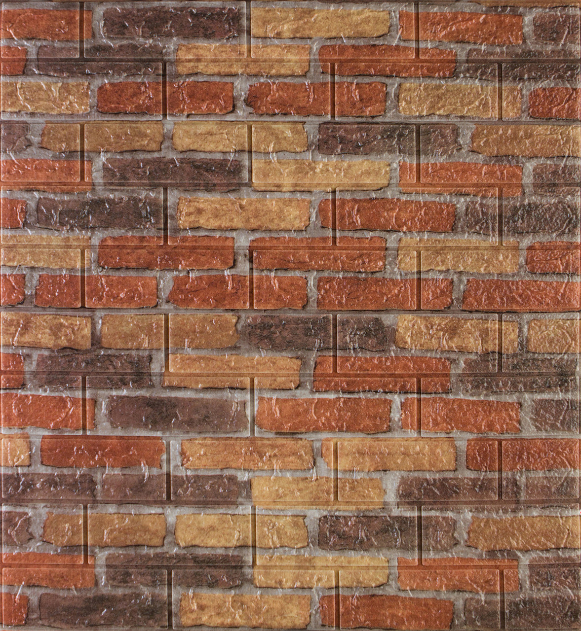 Самоклеющаяся декоративная 3D панель под бежево-красный екатеринославский кирпич 700x770x5мм, фото 1