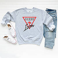 Мужской осенний свитшот лонгслив кофта Guess Гесс Серый