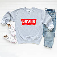 Мужской осенний свитшот лонгслив кофта Levis Левис Серый