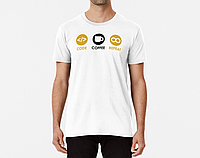 Мужская и женская футболка с принтом Code coffee repeat Белый S