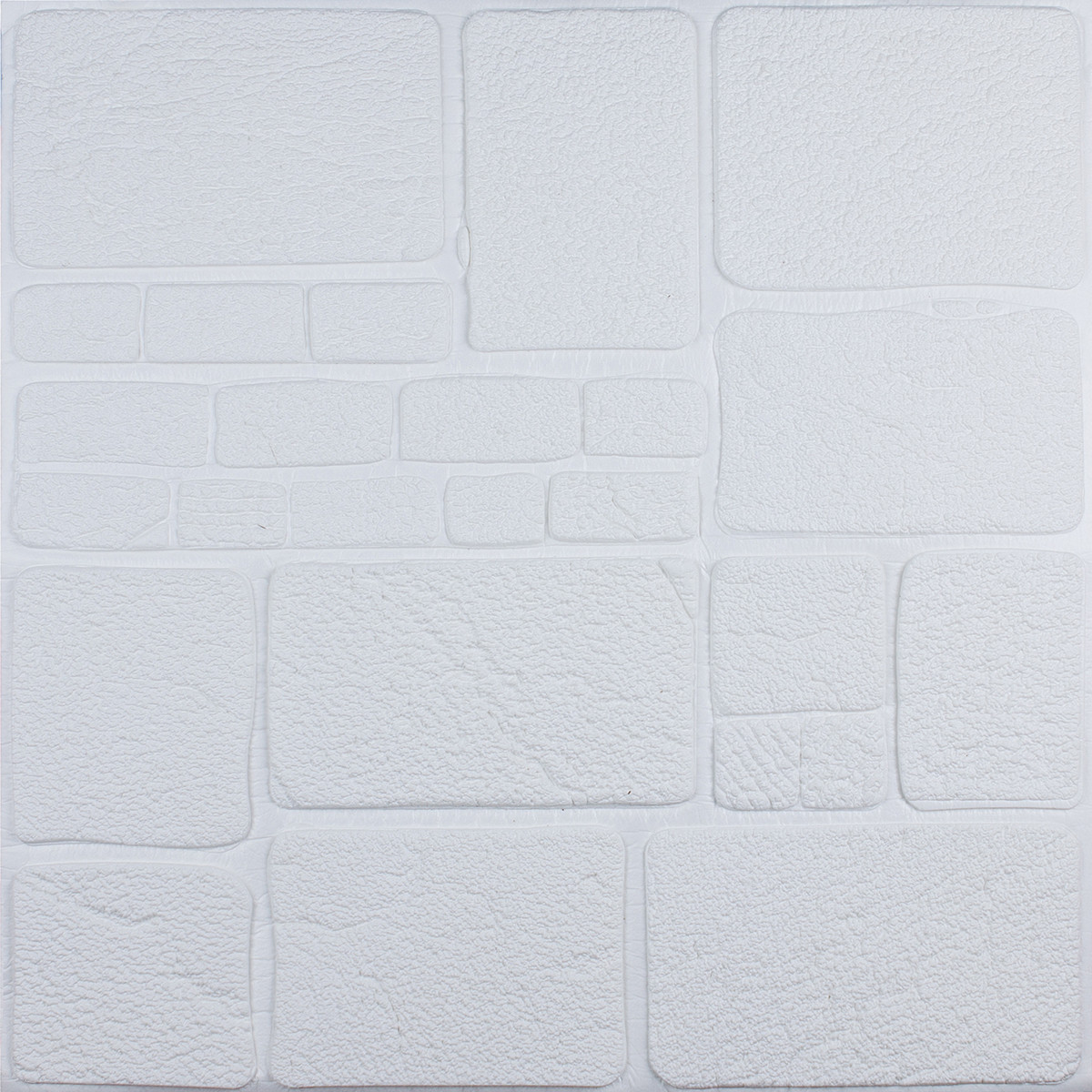 Самоклеющаяся декоративная 3D панель белый камень 700x700x6мм, фото 1