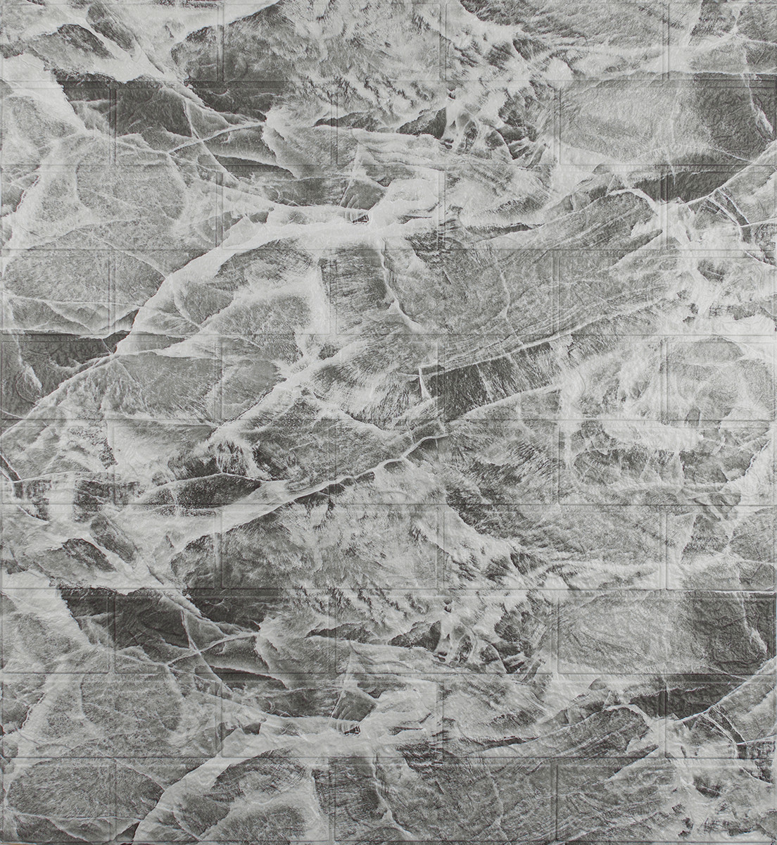 Самоклеющаяся декоративная 3D панель под кирпич черный мрамор 700x770x3мм, фото 1