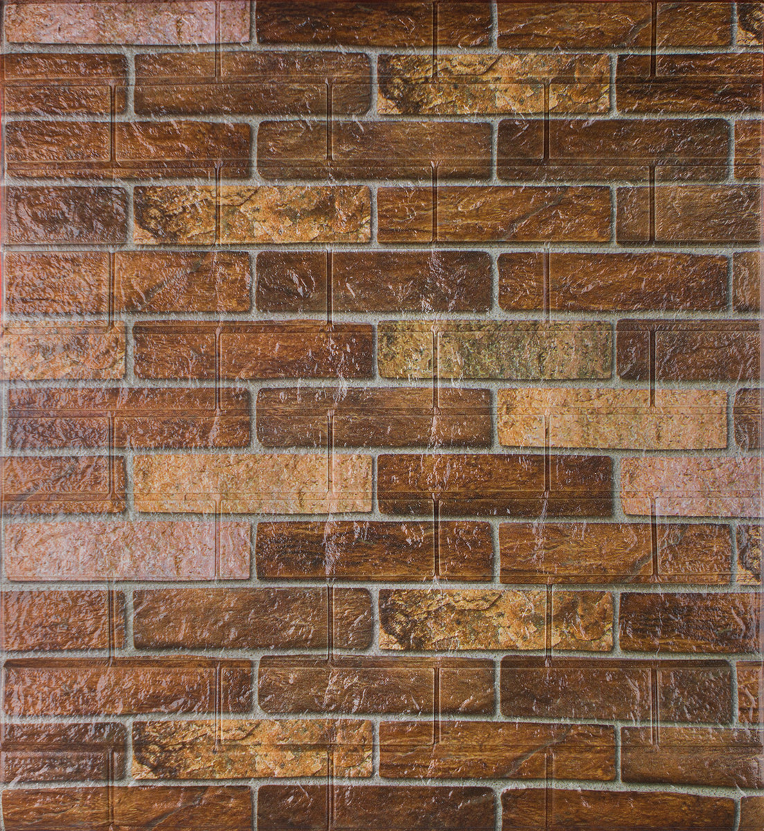 Самоклеющаяся декоративная 3D панель под коричневый екатеринославский кирпич 700x770x3мм, фото 1