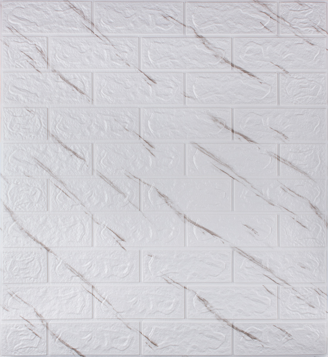 Самоклеющаяся декоративная 3D панель под кирпич белый мрамор 700x770x3мм (240-3), фото 1