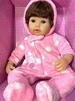 Пупсик детская кукла 44 см пупс девочка реборн в розовой одежде с пустышкой KD18140