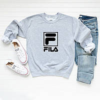 Мужской осенний свитшот лонгслив кофта Fila Фила Серый