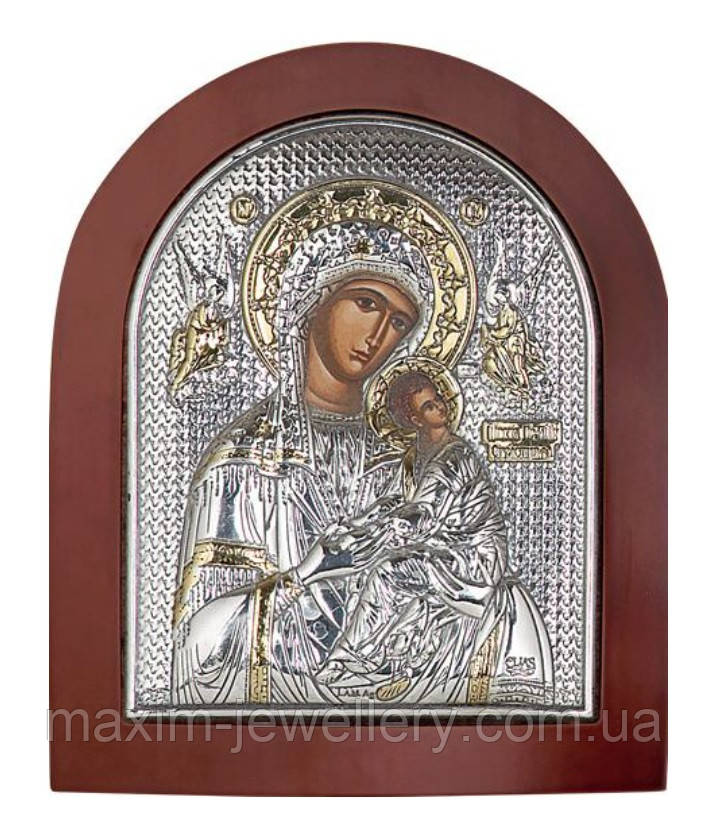 Срібна ікона "Богородиця з Ісусом" (130х110мм.)