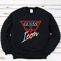 Мужской осенний свитшот лонгслив кофта Guess Гесс Чёрный