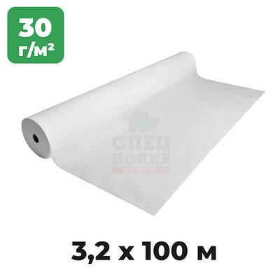 Агроволокно біле 30 г/м² 3,2х100 м, для затінення теплиці, Bradas, Польща