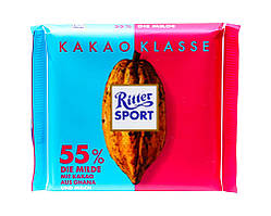 Шоколад молочний із Гани Ritter Sport Kakao Klasse Ghana 55%, 100 г