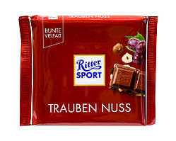 Шоколад молочний з фундуком та ізюмом Ritter Sport Trauben Nuss, 100 г