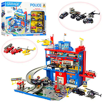 Гараж — паркінг 3 поверхи дитячий ігровий набір Поліцейська зона з вертольотом 566-14